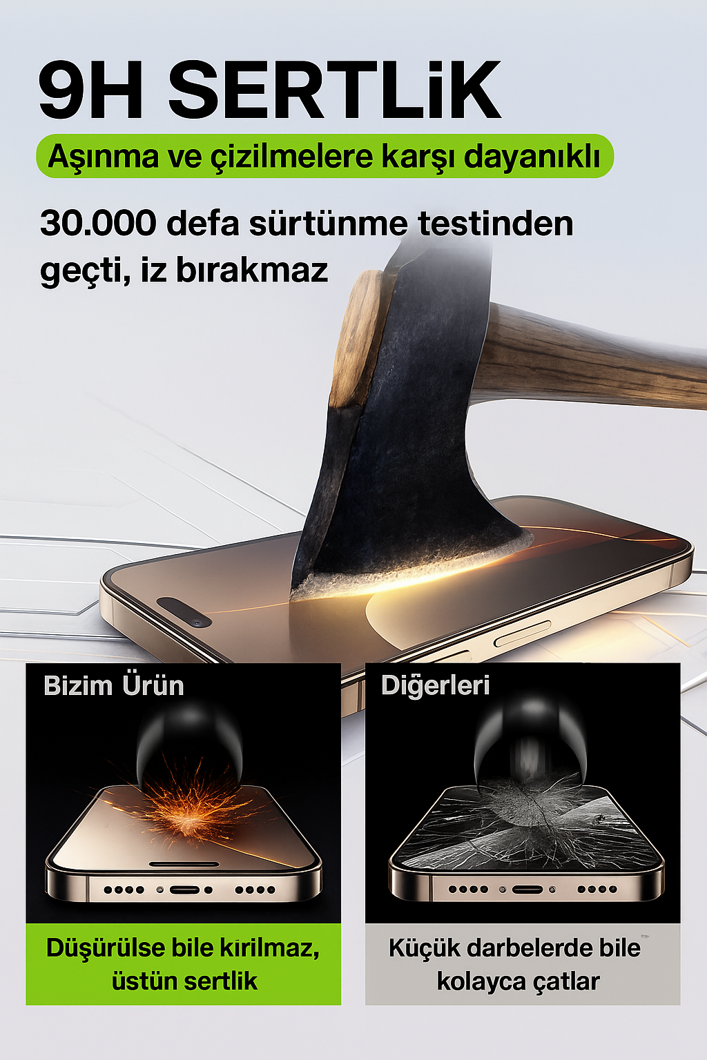 CaseUp Premium Temperli Cam Ekran Koruyucu – iPhone XR / 11 / 12 / 13 / 14 / 15 / 16 / 17 Serileri